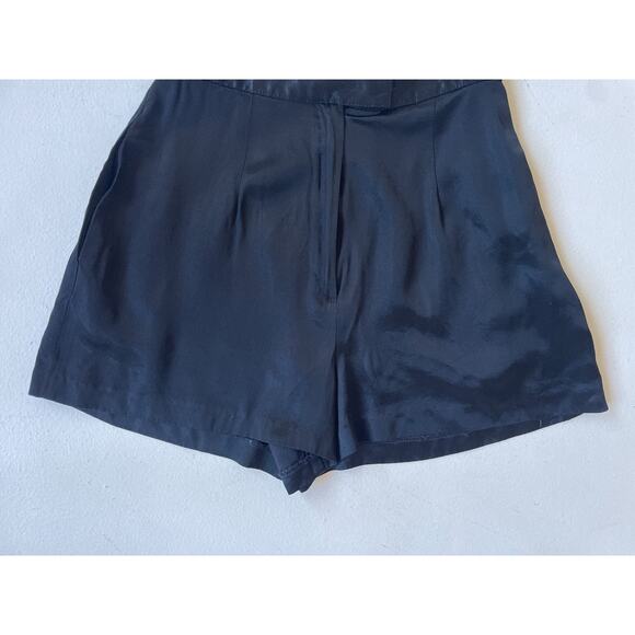 Vtg 90s High Rise Black Satin Booty Shorts Tag M 24"w Disco Retro Glam - Picture 3 of 7